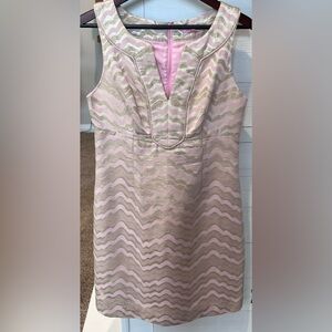 Lilly Pulitzer Shift Dress pink gold shimmer size 8
